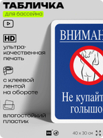Табличка для бассейна "Внимание, не купайтесь голышом", на пляж, для общественной и частной зоны отдыха, информационная, 40х30 см, Silver Plane x Айдентика Технолоджи