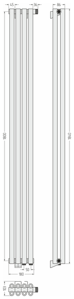 Сунержа Эстет-00 EU50 1800х180 4 секции