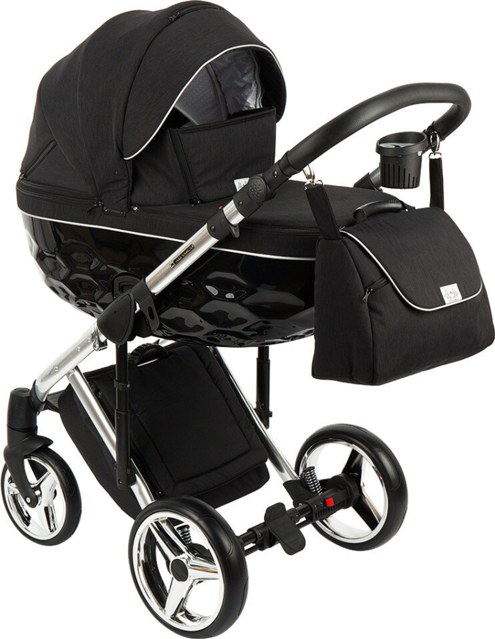 Детская коляска Adamex Chantal Special Edition 2 в 1 C2 (ЧЕРН+ЧЕРН.РИФЛЕН.ДНО+ХРОМ РАМА)