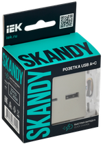 SKANDY Розетка USB A+C 18Вт SK-R13B бежевый IEK