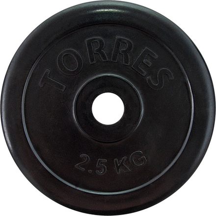 Диск обрезиненный TORRES PL50692, вес 2,5кг., диаметр 25мм.