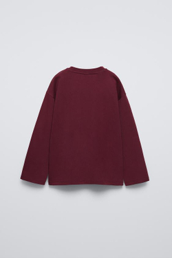 ZARA ФУТБОЛКА С НАДПИСЯМИ, ЦВЕТ БУРГУНДСКОГО ВИНА