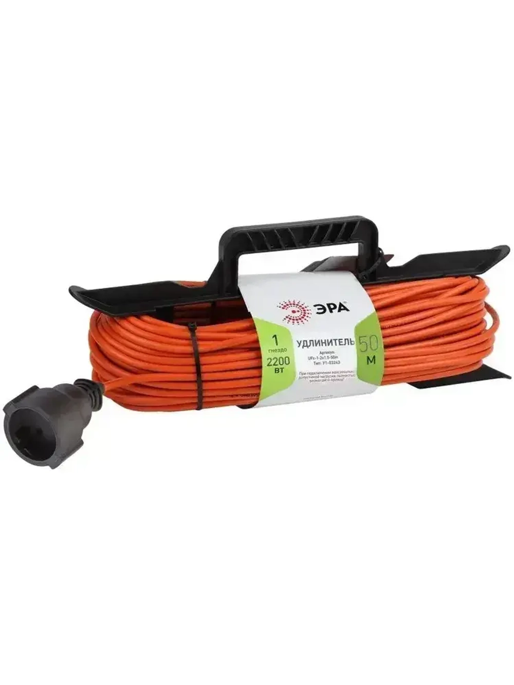 Удлинитель силовой ЭРА UFx-1-2x1.5-50m на рамке без заземления 1 розетка 50м ПВС 2х1.5мм2