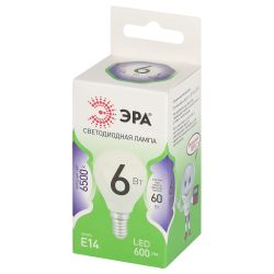 Лампа светодиодная ЭРА GREEN LINE LED P45-6W-865-E14 GL 6Вт шар холодный свет E14 | Лампы cветодиодные Шар (G/P)