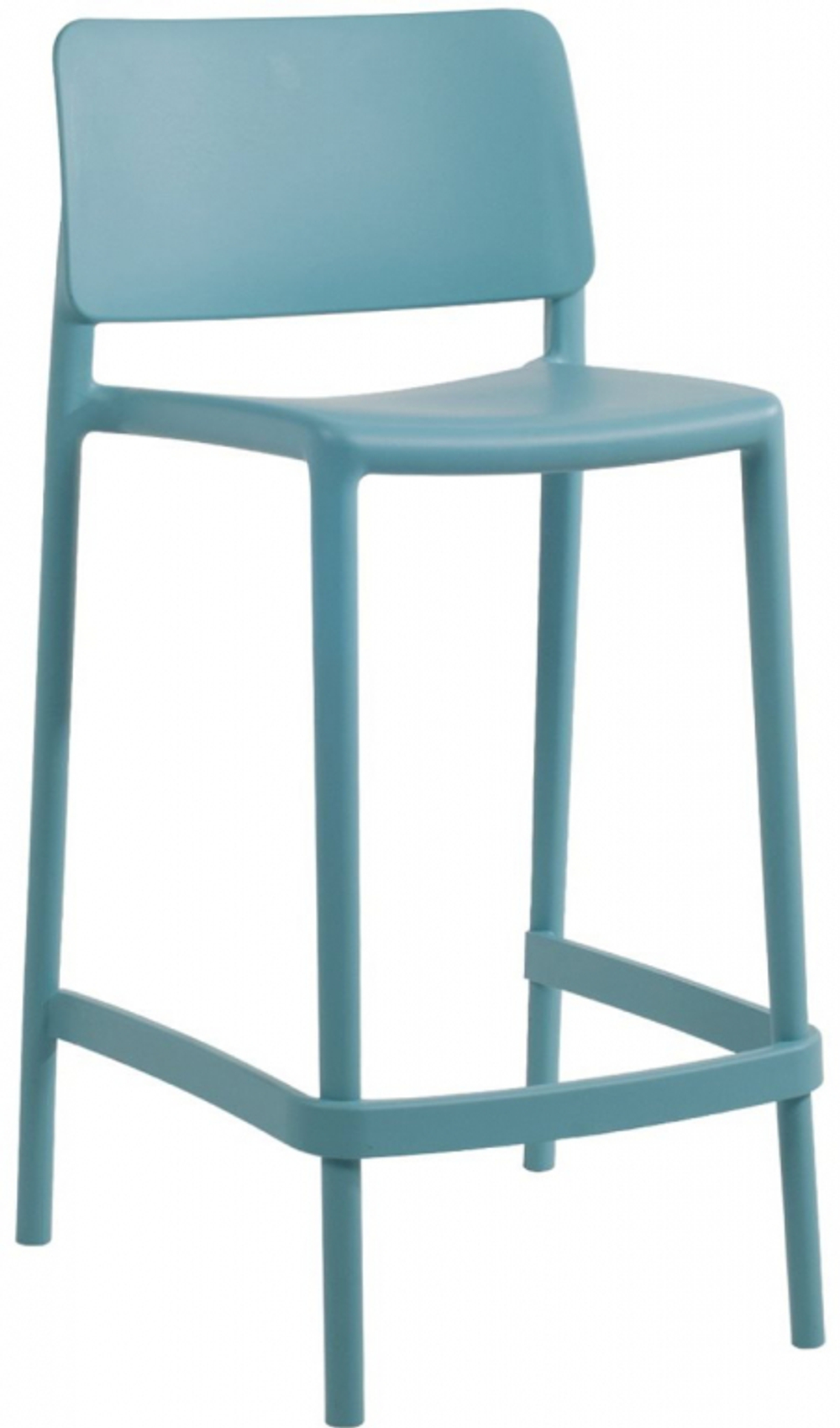Стул пластиковый полубарный Papatya Joy-S Bar 65, голубой