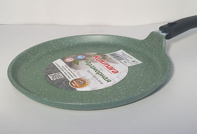 Сковорода Kukmara блинная 240мм АП (фисташковый мрамор) со съем.ручкой