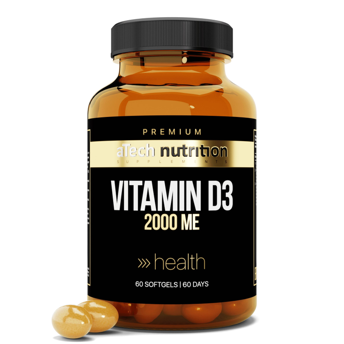 Витамин Д3 2000 МЕ, Vitamin D3 2000 IU, aTech Nutrition Premium, 60 желатиновых капсул