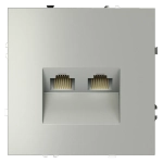 Розетка компьютерная встраиваемая VOLTUM S70 двойная RJ45+RJ45 кат.6, (сталь)