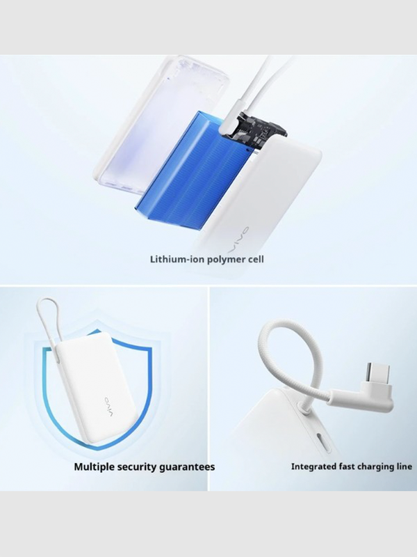 Внешний аккумулятор Vivo 33W Power Bank 10000 mAh Speed белый (33W Built-In USB Cable)