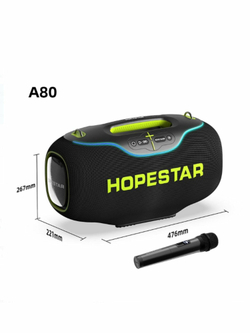 Колонка HOPESTAR A80, 350 Вт, с микрофоном, синяя