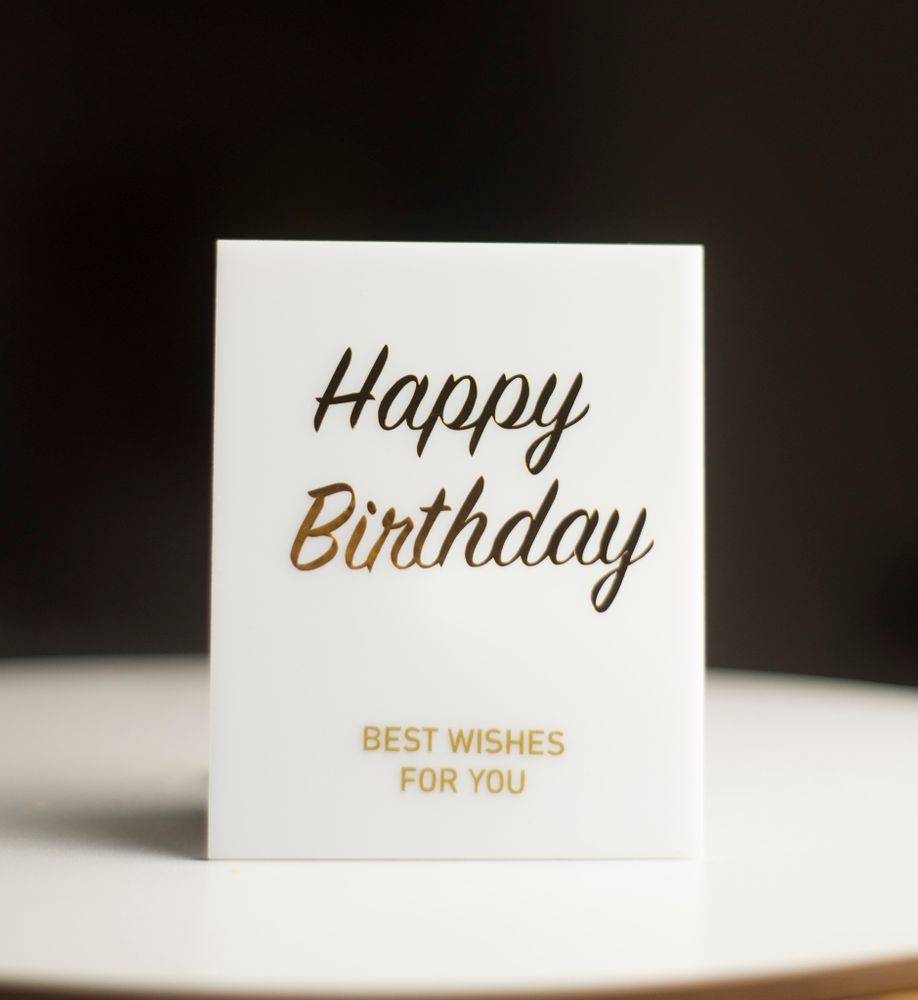 Топпер на торец &quot;Happy Birthday&quot;, 8*10см, белый акрил