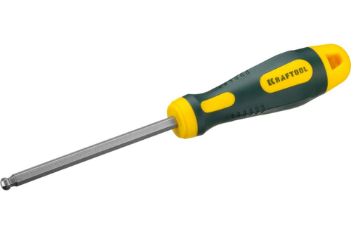 Отвертка KRAFTOOL Cr-Mo-V сталь, двухкомпонентная, противоскользящая рукоятка, HEX, №6x100мм 250075-6-100