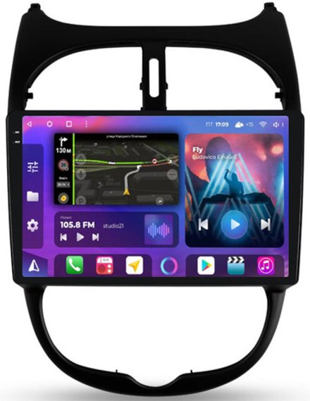 Магнитола для Peugeot 206 1998-2012 - FarCar BX778M-360 на Android 13, QLED+2K, TS10, 6Гб+128Гб, CarPlay, 4G SIM-слот
