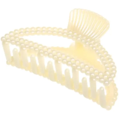 Заколка-краб для волос «Мон Пион», трапеция, цвет белый, 9,5см (Блистер)