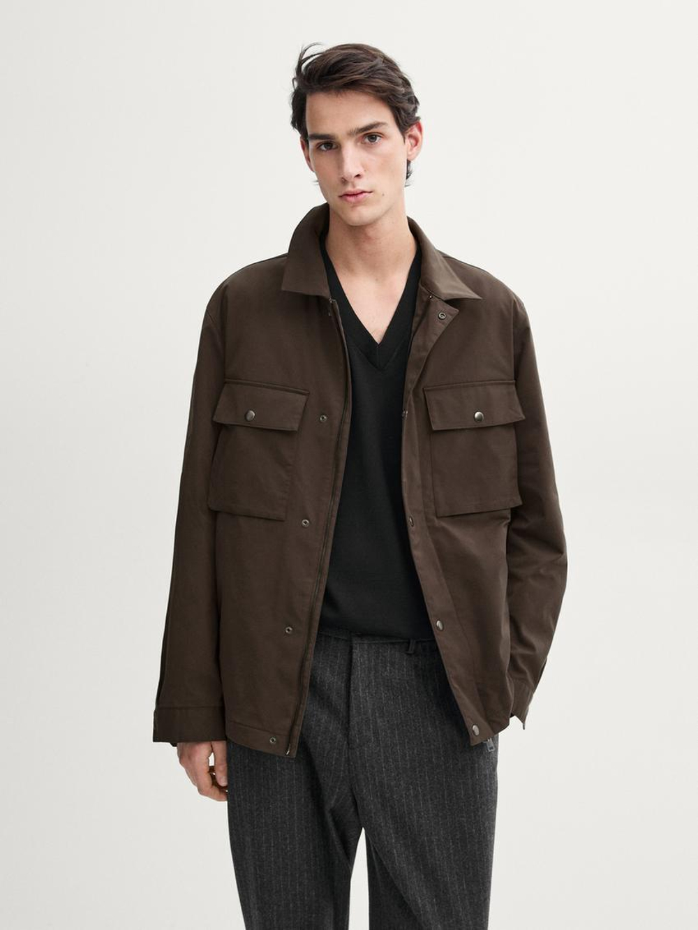 Massimo Dutti Куртка с карманами, коричневый