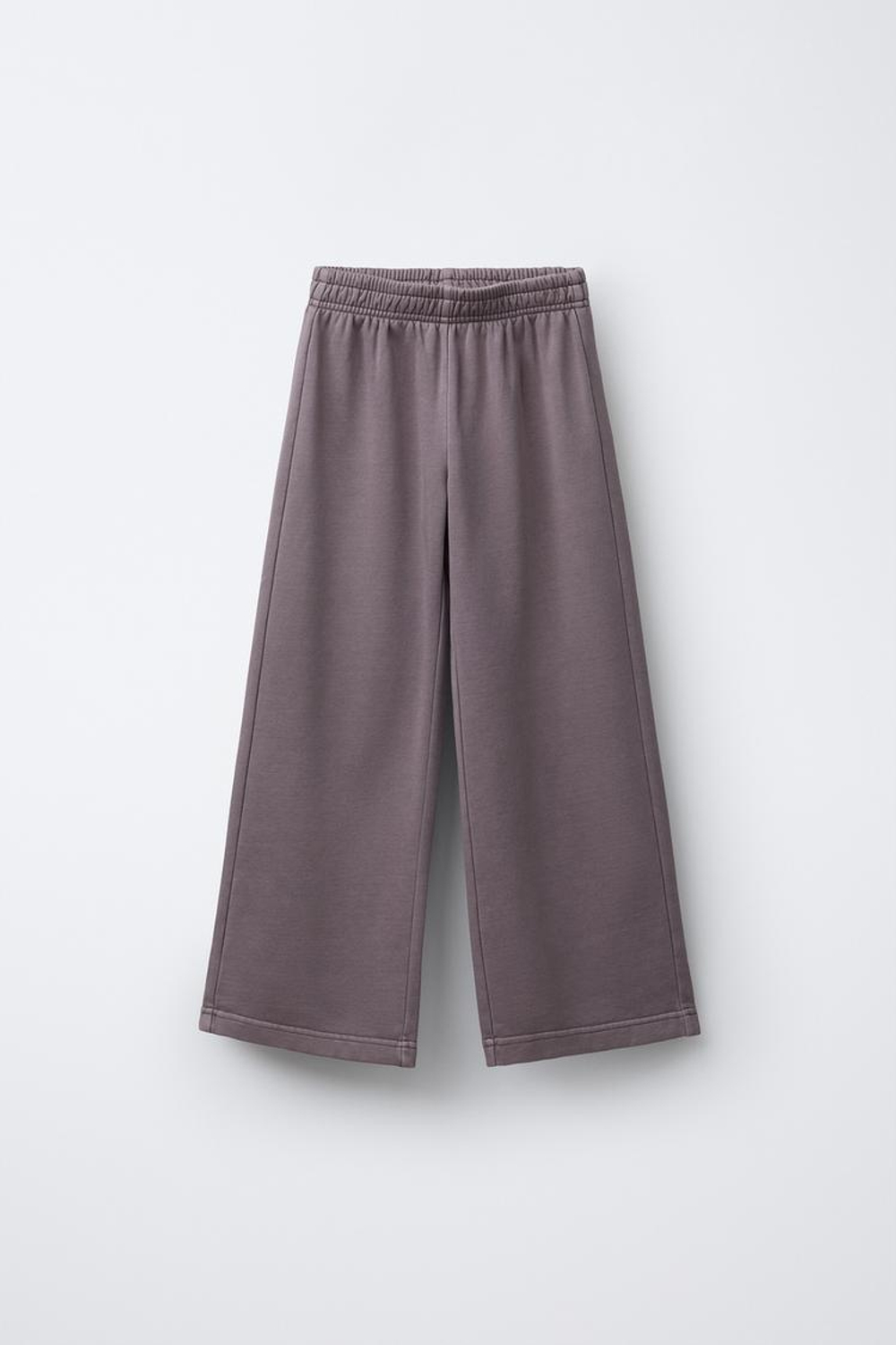 ZARA БРЮКИ WIDE LEG С ЭФФЕКТОМ ПОТЕРТОСТИ, СЛИВОВЫЙ