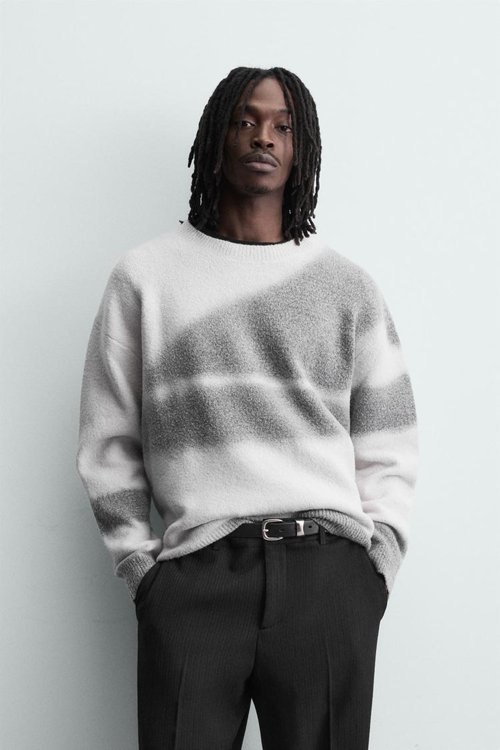 ZARA ДЖЕМПЕР С ПРИНТОМ, ЖЕЛТОВАТО-БЕЛЫЙ