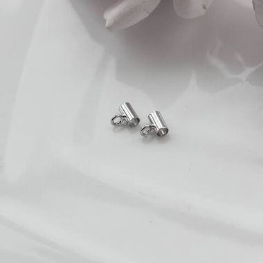 Трубочка с петелькой, спейсер, 5*3 мм, родий, П609