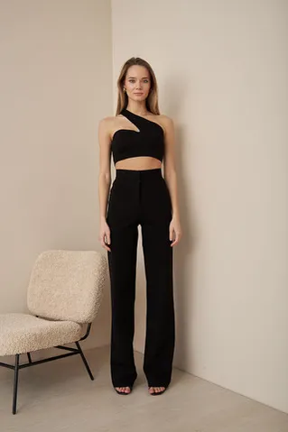 Брюки прямые из джерси черного цвета