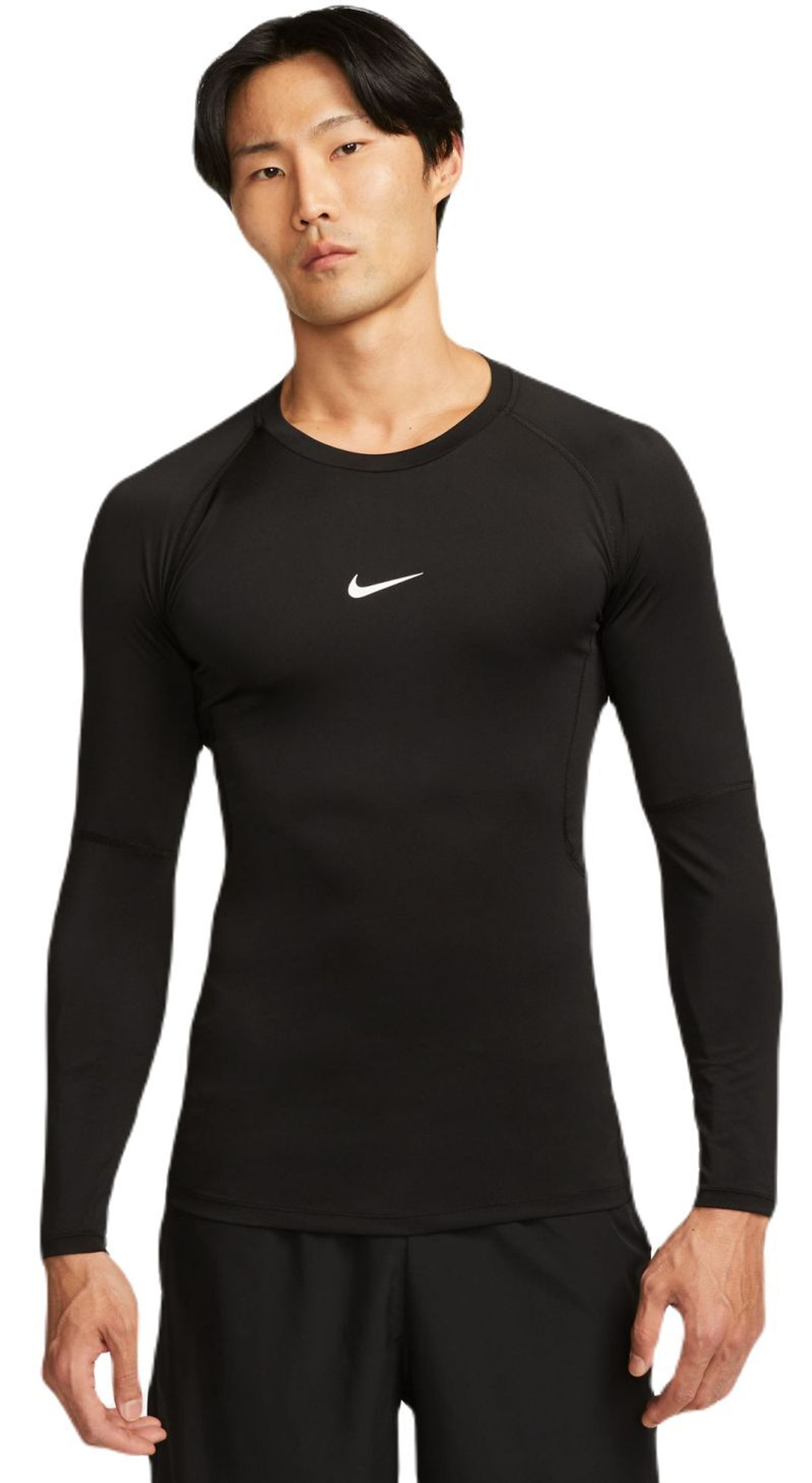 Термобелье Nike Pro Dri-FIT Tight Long-Sleeve Fitness Top - black/white