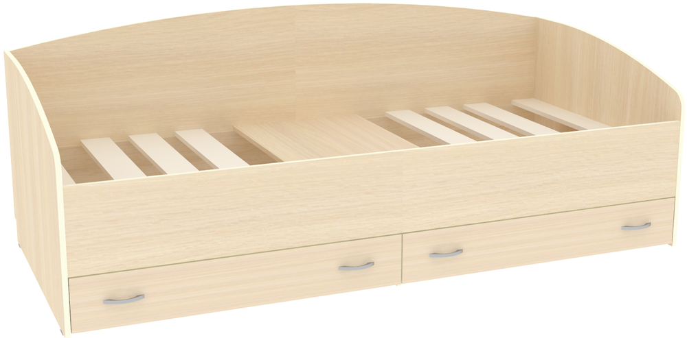 Кровать с выкатными ящиками КарИВи Кадет  Дуб Молочный  Дуб Молочный