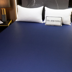 Простынь на резинке Страйп Сатин Однотонный 100% хлопок «Синие сумерки»
