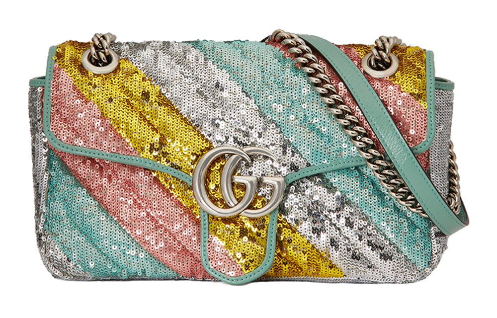 GUCCI Quilted Sequined Leather Crossbody Bag, Shoulder Bag Women"s