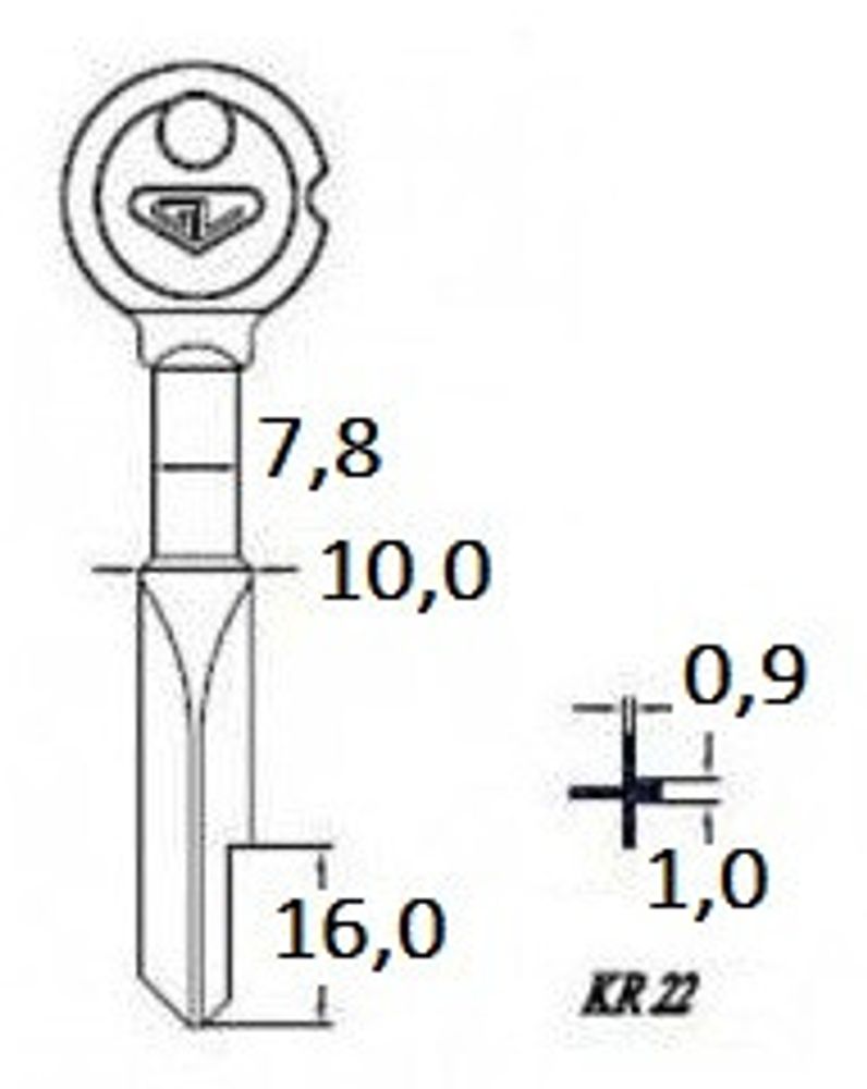 Заготовка крестового ключа KR-2.2 (KR-10X x x x KRX10) Гравер