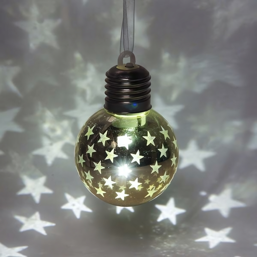 Подвеска ШАР с подсветкой 6 см "Звездопад", Золото (подсветка Теплый белый)