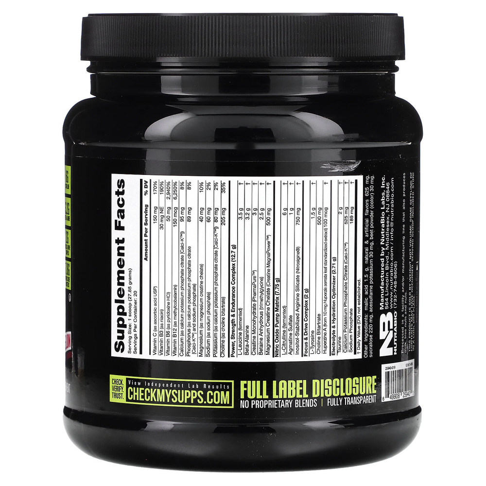 NutraBio, Pre-Workout Performance Igniter, без стимуляторов, с арбузом, 557 г (1,2 фунта)
