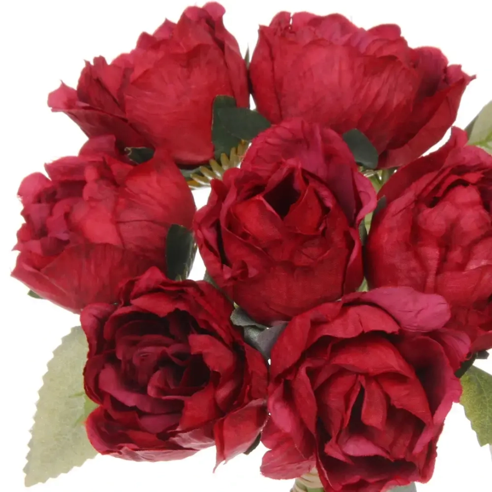 Цветы искусственные «Нежная роза» букет 9шт 23см красные