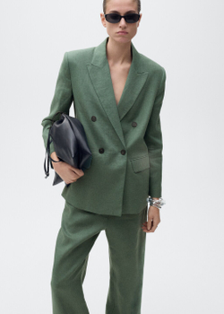 Прямые брюки с хлопком и льном