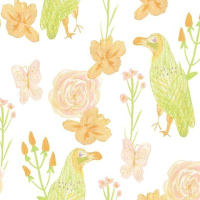 Бесшовный паттерн с нежными тропиками нарисованные восковыми мелками