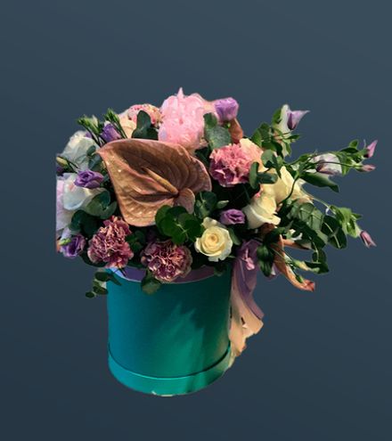 Букет в шляпной коробке Морской бриз