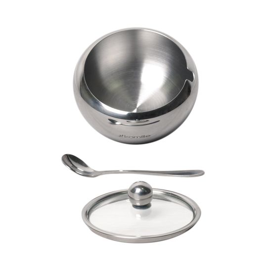 Сахарница 460 мл. из нержавеющей стали Kamille KM-7002 с ложечкой и крышкой