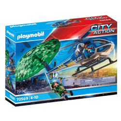 Игровой набор Playmobil 70569 Полицейский вертолёт Побег с парашютом 70569 19 деталей — фото 1