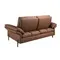 Коричневый кожаный 2-местный диван модель 6242