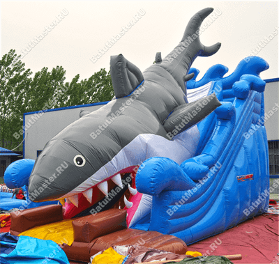 Детский надувной батут-горка "Акула"