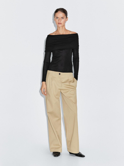 Massimo Dutti Футболка без бретелей с длинными рукавами, черный