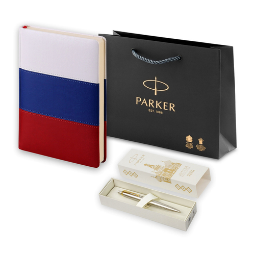 Подарочный набор: Шариковая ручка Parker Jotter + ежедневник, триколор