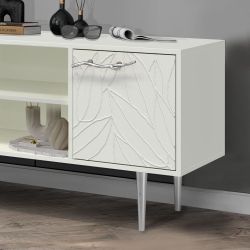 Тумба под ТВ Арт Колор leaves 155см Стайл Сильвер Белый опал