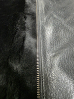 Куртка бомбер кожаная на меху с капюшоном