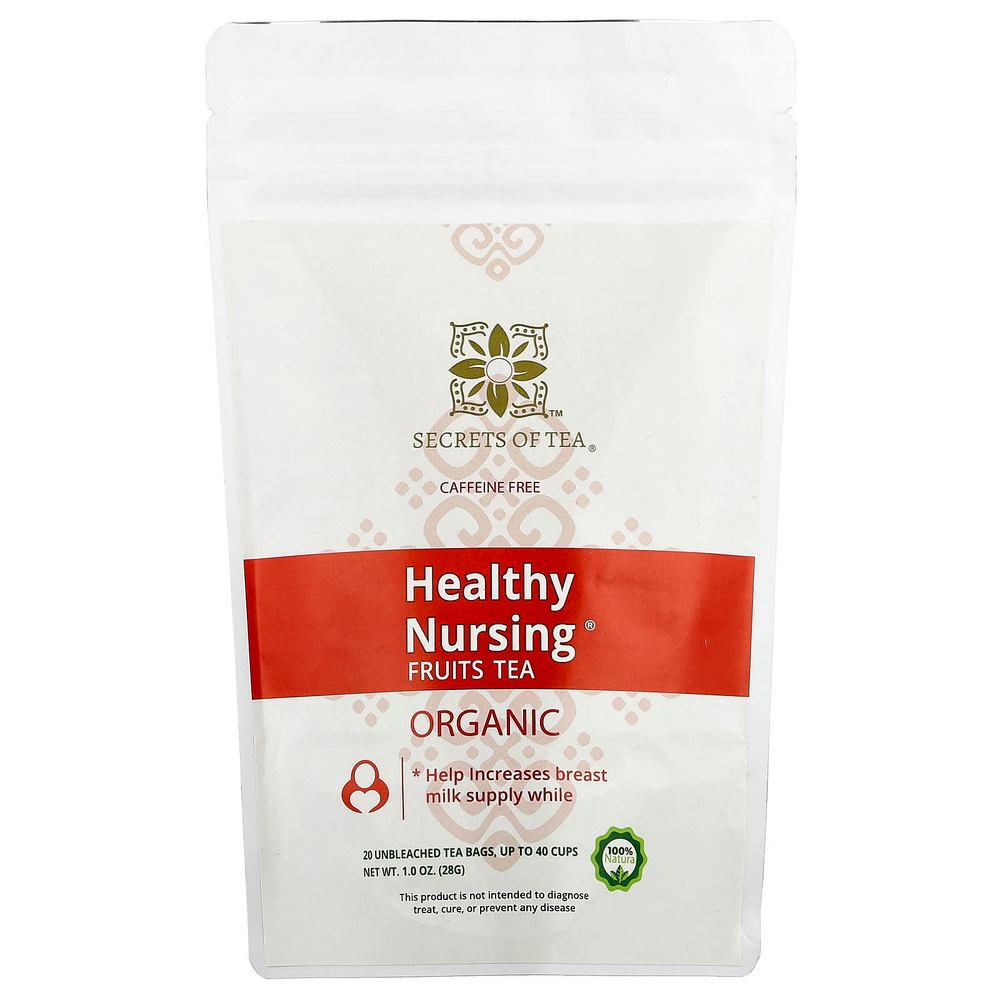 Secrets of Tea, Healthy Nursing®, фруктовый чай, без кофеина, 20 неотбеленных чайных пакетиков, 28 г (1 унция)