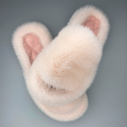 Шлепанцы из норки | Персик