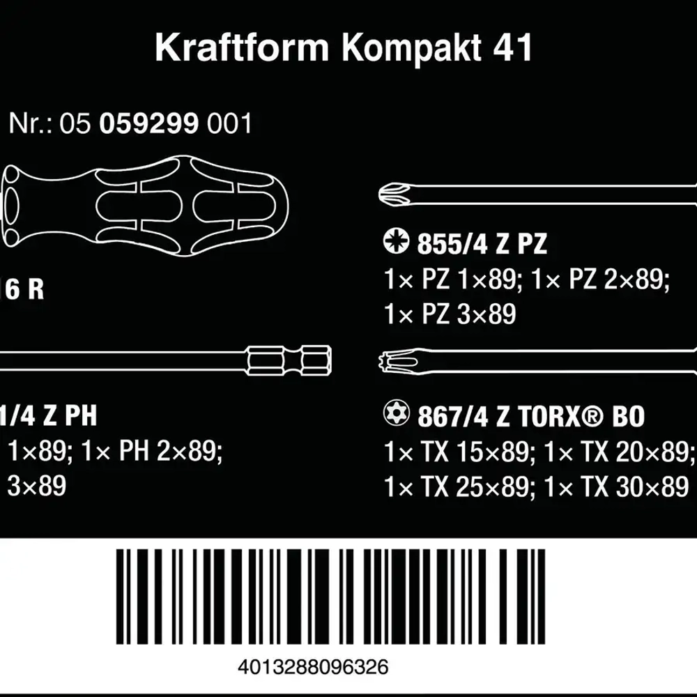 Набор Kraftform Kompakt 41, 11 предметов WERA 05059299001