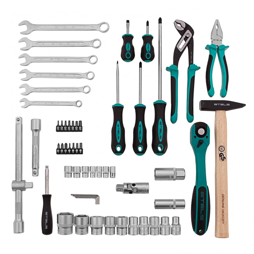 Набор инструментов, 1/2", Cr-V, S2, усиленный кейс, 58 предметов Stels
