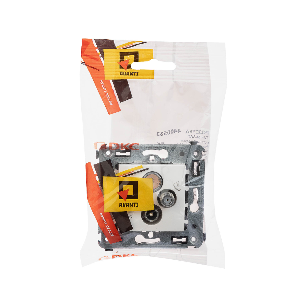 Розетка TV-FM-SAT в стену, "Avanti", "Белое облако"