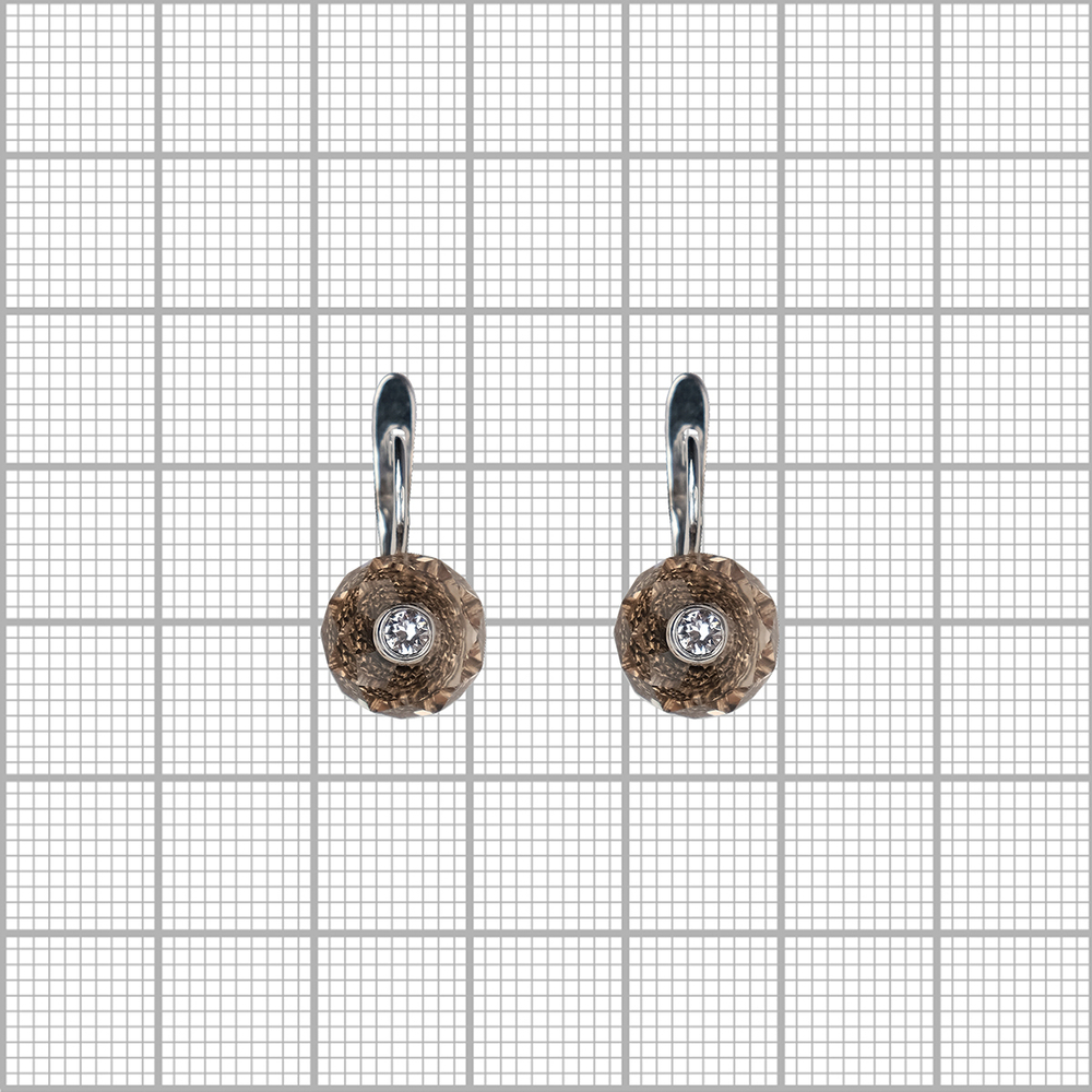 "Стакс" серьги в серебряном покрытии из коллекции "Эрминия" от Jenavi с английским замком