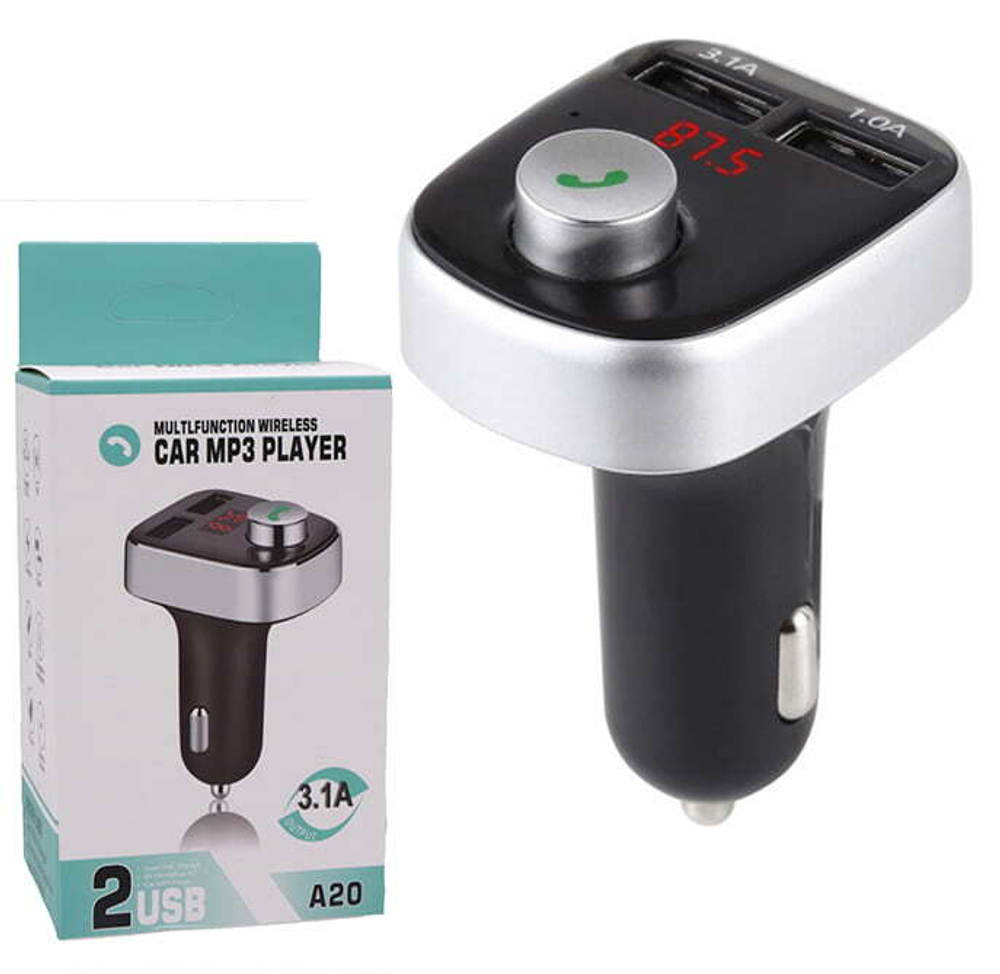 Автомобильный FM-трансмиттер A20 Bluetooth (черный)