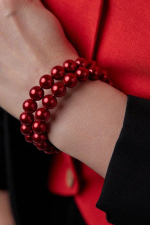 Браслет memory из красного жемчуга